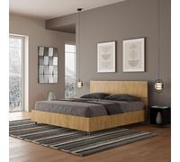 Letto contenitore 160x190 testata dritta quercia Demas