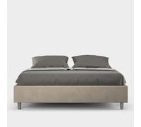 Letto contenitore imbottito 160x190 microfibra sabbia Azelia