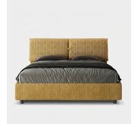 Letto contenitore imbottito 160x190 tessuto Aragona 3 giallo Mados