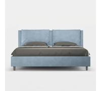 Letto matrimoniale king size con rete imbottito 200x200 microfibra azzurro Appia
