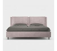 Letto matrimoniale king size con rete imbottito 200x200 microfibra glicine Appia