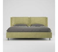 Letto matrimoniale king size con rete imbottito 200x200 microfibra t? verde Appia