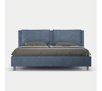 Letto matrimoniale king size contenitore imbottito 200x200 microfibra blu Appia