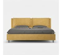 Letto matrimoniale king size contenitore imbottito 200x200 microfibra ocra Appia