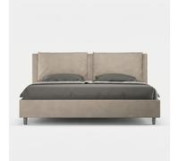 Letto matrimoniale king size contenitore imbottito 200x200 microfibra sabbia Appia