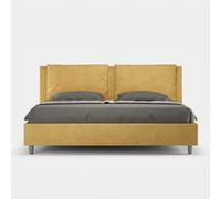Letto matrimoniale king size contenitore imbottito 200x210 microfibra ocra Appia
