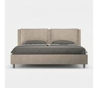 Letto matrimoniale king size contenitore imbottito 200x210 microfibra sabbia Appia