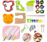 LETTO & TAILOR Kit Cuisine Enfant Couteau, Ustensiles Cuisine, Couteaux Montessori, Gants de Protection, Planche à Découper, Idéal pour Petits Chefs (kit 41 Pièces Couteau Enfant)