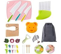 LETTO & TAILOR Kit Cuisine Enfant Couteau, Ustensiles Cuisine, Couteaux Montessori, Gants de Protection, Planche à Découper, Idéal pour Petits Chefs (kit 27 Pièces Couteau Enfant)