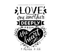 lettrage à la main avec verset biblique aimez-vous les uns les autres Stickers gravés 50.4x70cm Plusieurs tailles disponibles Noir