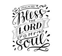 lettrage à la main avec verset biblique bénissez le Seigneur o Stickers gravés 41x50.1cm Fourni avec un kit de film de transfert Noir