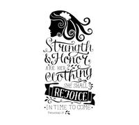 lettrage à la main avec verset biblique force et honneur Stickers muraux 54.4x108.2cm Ne se décolle pas Noir