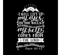 lettrage à la main avec verset biblique je lèverai mon Stickers muraux 50.4x80.5cm Modification et ajout d'informations possibles Blanc
