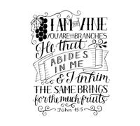 lettrage à la main avec verset biblique je suis vigne toi Stickers gravés 38x50.1cm Culture du tatouage Noir