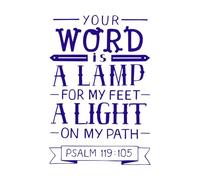 lettrage à la main avec verset biblique votre mot Stickers muraux 50.4x74.3cm Modification et ajout d'informations possibles Bleu foncé