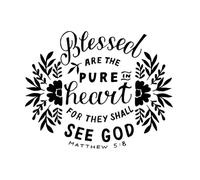 Lettrage à la main Blessed are The Pure Heart Fine Sculpting Stickers muraux 52 x 66,3 cm Noir