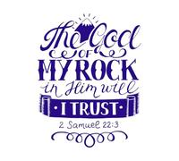 lettrage à la main le dieu de mon rocher en lui je Stickers muraux 40x51.8cm Décoration de carrosserie Bleu foncé