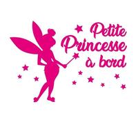 Lettrage adhésif pour voiture Petite princesse à bord J0161 Rose Brillant