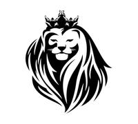 Lettrage artistique Chat sauvage Animaux Tête de lion Prédateur Roi Couronne 34x40.5cm Stickers pour vitres Noir