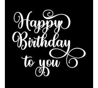 lettrage et calligraphie joyeux anniversaire moderne Stickers lettrage 54.6x59.9cm Fourni avec un kit de film de transfert Blanc