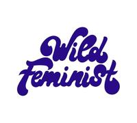 lettrage féministe sauvage dessiné à la main isolé Stickers muraux 36x53.6cm Embellissement mural Bleu foncé