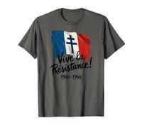 Lettrage Noir Vive la Résistance ! Free France 1940-1944 T-Shirt