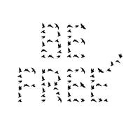 Lettrage Soyez libre Oiseaux volants Motifs Phrase Stickers muraux en papier adhésif 51x66.5cm Multicolore Noir