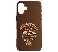 Lettrage Vintage Unique « Mountains are Calling » Coque pour iPhone 16 Plus