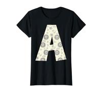 Lettre A Alphabet céleste Initiale Monogramme T-Shirt Graphique avec Valeur, Femme, Noir, M