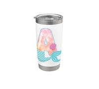 Lettre A aquarelle sirène Gobelet isotherme en acier inoxydable double paroi
