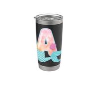 Lettre A aquarelle sirène Gobelet isotherme en acier inoxydable double paroi