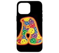Lettre A colorée avec Visage Heureux et Graphique rétro Coque pour iPhone 16 Pro Max