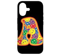 Lettre A colorée avec Visage Heureux et Graphique rétro Coque pour iPhone 17