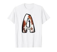Lettre A en Cuir de Vache Initiale Western Rustique T-Shirt Graphique avec Valeur, Homme, Blanc, S