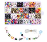 Lettre Anglaise Perles Acryliques Carré Plat Alphabet Perles Bracelet À Breloques Collier Pour La Fabrication De Bijoux Ensemble De Bricolage