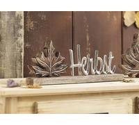 Lettre "Automne" en bois de manguier & aluminium, 35 cm de large, décoration d'automne, lettres de décoration