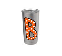 Lettre B à pois orange initiale Gobelet isotherme en acier inoxydable double paroi