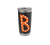 Lettre B à pois orange initiale Gobelet isotherme en acier inoxydable double paroi