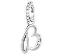 Lettre B charms alphabet pendentif, initiale b pendentif cz perle en argent sterling 925 ajustement pandora anniversaire moments bracelet con letra, cadeaux pour mariée/meilleurs amis/bff/frère
