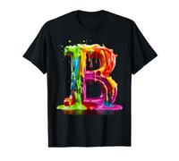 Lettre B colorée dégoulinante T-Shirt Graphique avec Valeur