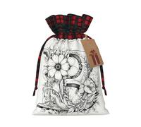 Lettre B faite de fleurs imprimé sac de vacances avec cordon de serrage 21,1 x 30 cm sac cadeau décoration de fête de Noël
