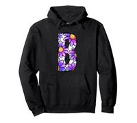 Lettre B Floral Alphabet Marguerite Violet Sweat à Capuche