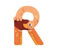 Lettre bois R orange Mon premier alphabet Moulin Roty
