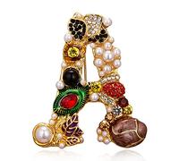 Lettre broche, luxe léger, mode Wild, strass, peinture à l'huile, fleurs, perle broche, pull pour femmes, accessoires de manteau (A)
