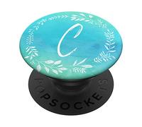 Lettre C bleu menthe, bleu sarcelle, monogramme C PopSockets PopGrip Interchangeable