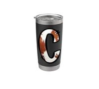 Lettre C en cuir de vachette monogramme Western Initiale Gobelet isotherme en acier inoxydable double paroi