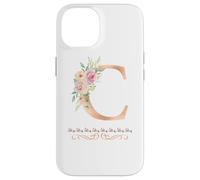 Lettre C initiale aquarelle pour femme Rose poudré Coque pour iPhone 14