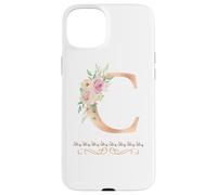 Lettre C initiale aquarelle pour femme Rose poudré Coque pour iPhone 15 Plus