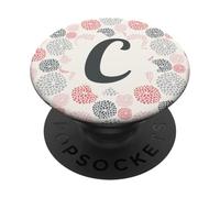Lettre C Monogramme à Motif Floral Unique PopSockets PopGrip Adhésif