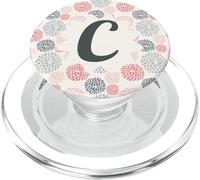 Lettre C Monogramme à Motif Floral Unique PopSockets PopGrip pour MagSafe